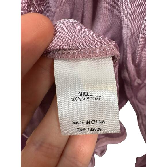 Helsa Slinky Jersey Ruched Sarong Maxi Dress Turtleneck Long Sleeve Purple Sz M - Picture 12 of 13